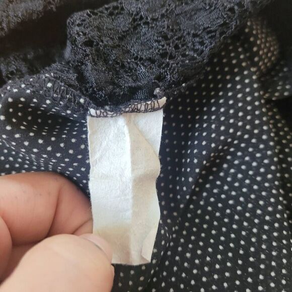 Paper Crane semi sheer tank top peter pan collar polka dotted bow detail lace ba - Picture 6 of 8